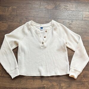 Old Navy plush tee Women's Cream Waffle Knit Henley Top